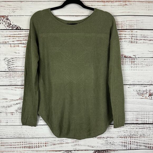 Womens Prana Olive Green Cotton Pullover Lightweight Crewneck Sweater Sz XS - Picture 1 of 6